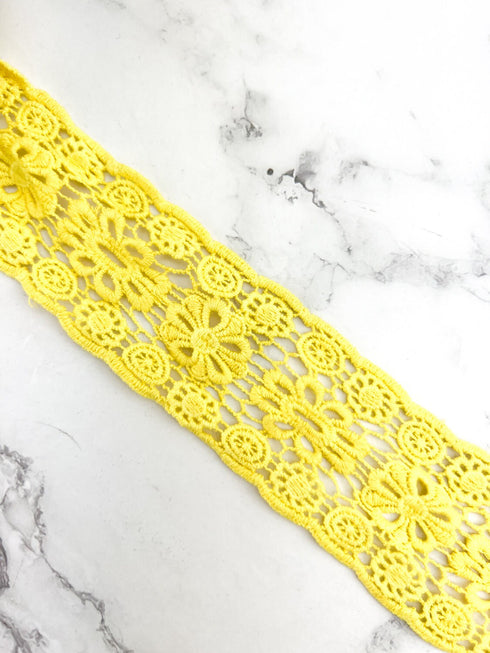 Yellow Floral Cotton Lace Trim 5 yards NLT00496